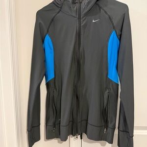 Nike Gray Dri-FIT Hooded Jacket with Blue Liner